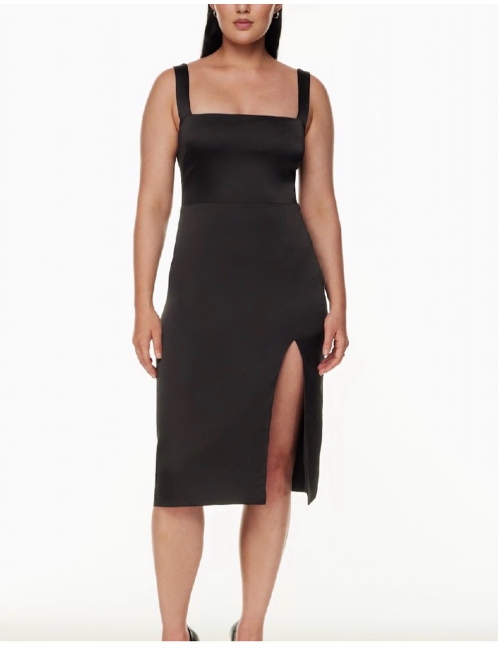 Babaton Black Midi Sheath Dress with Side Slit